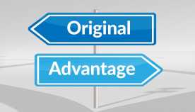 Original or Advantage? signs pointing in two opposite directions