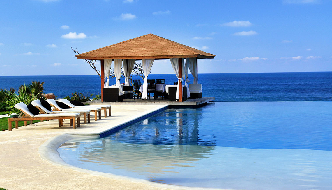Pavilion and swimming pool in luxury resort