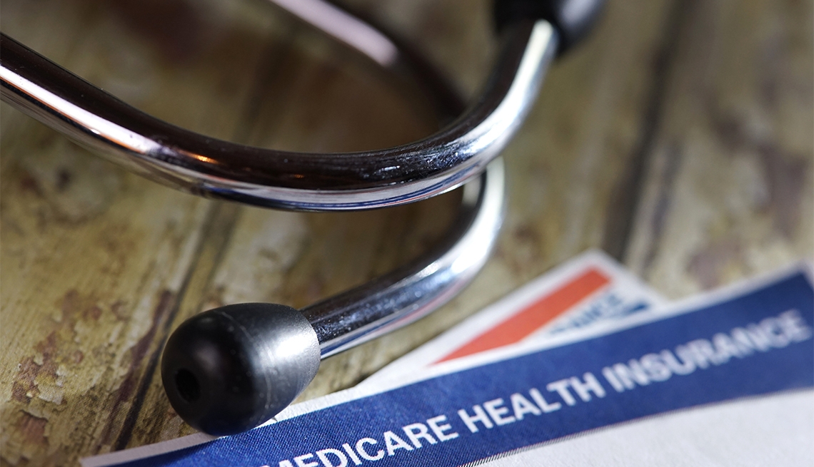 Close-up image of Medicare Card and stethscope